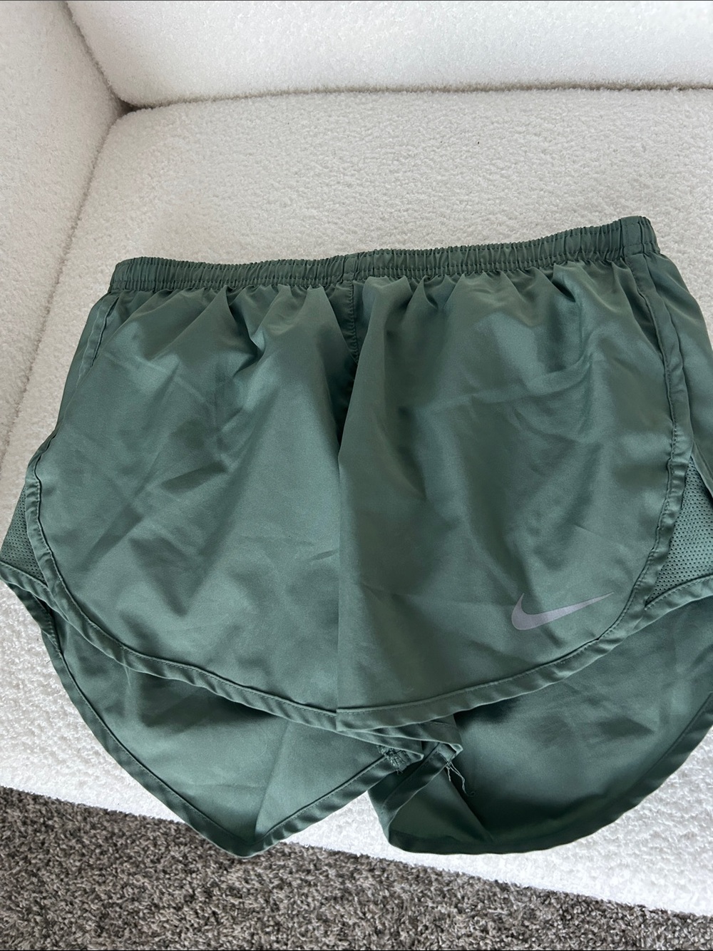 Nike Dri-FIT Sage Green Training Shorts with Black Swoosh